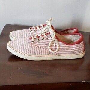 UGG Australia Eyan Canvas Red and Cream Sneaker Size 9.5